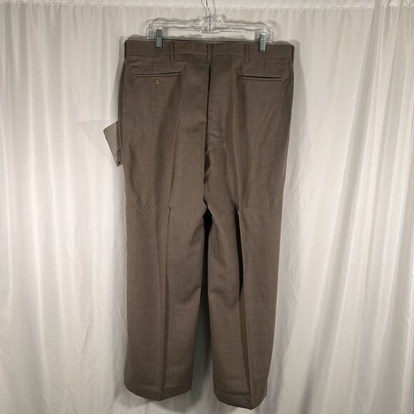 New Vintage Haggar Wool Blend Dress pants 38x30 Brown Flat Front Pockets - Picture 5 of 8